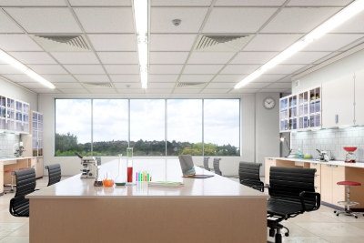 Faux plafond de bureau pour am&eacute;liorer l'isolation acoustique